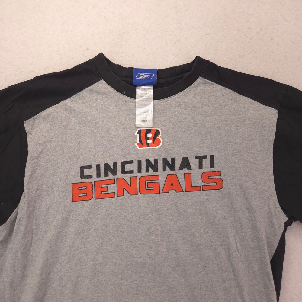 Reebok Cincinnati Bengals Graphic Short Sleeve Football T Shirt Mens Size M Gray